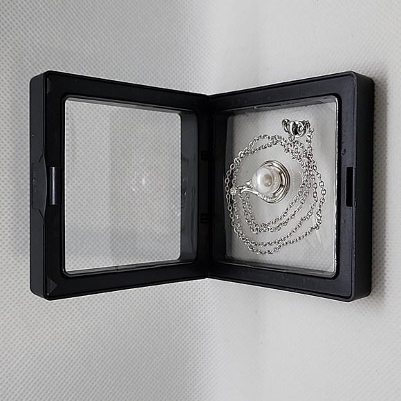 925 Sterling Silver Plated Faux Pearl Pendant Chain Necklace - Picture 12 of 13